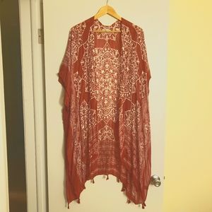 Woven Heart Red Bohemian style kimono wrap